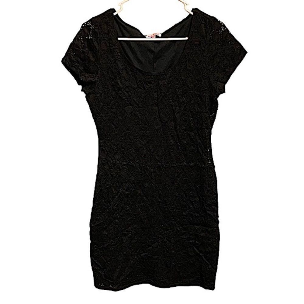 Isaac Mizrahi Women's Size Medium Bodycon Lace Cottagecore Little Black Dress